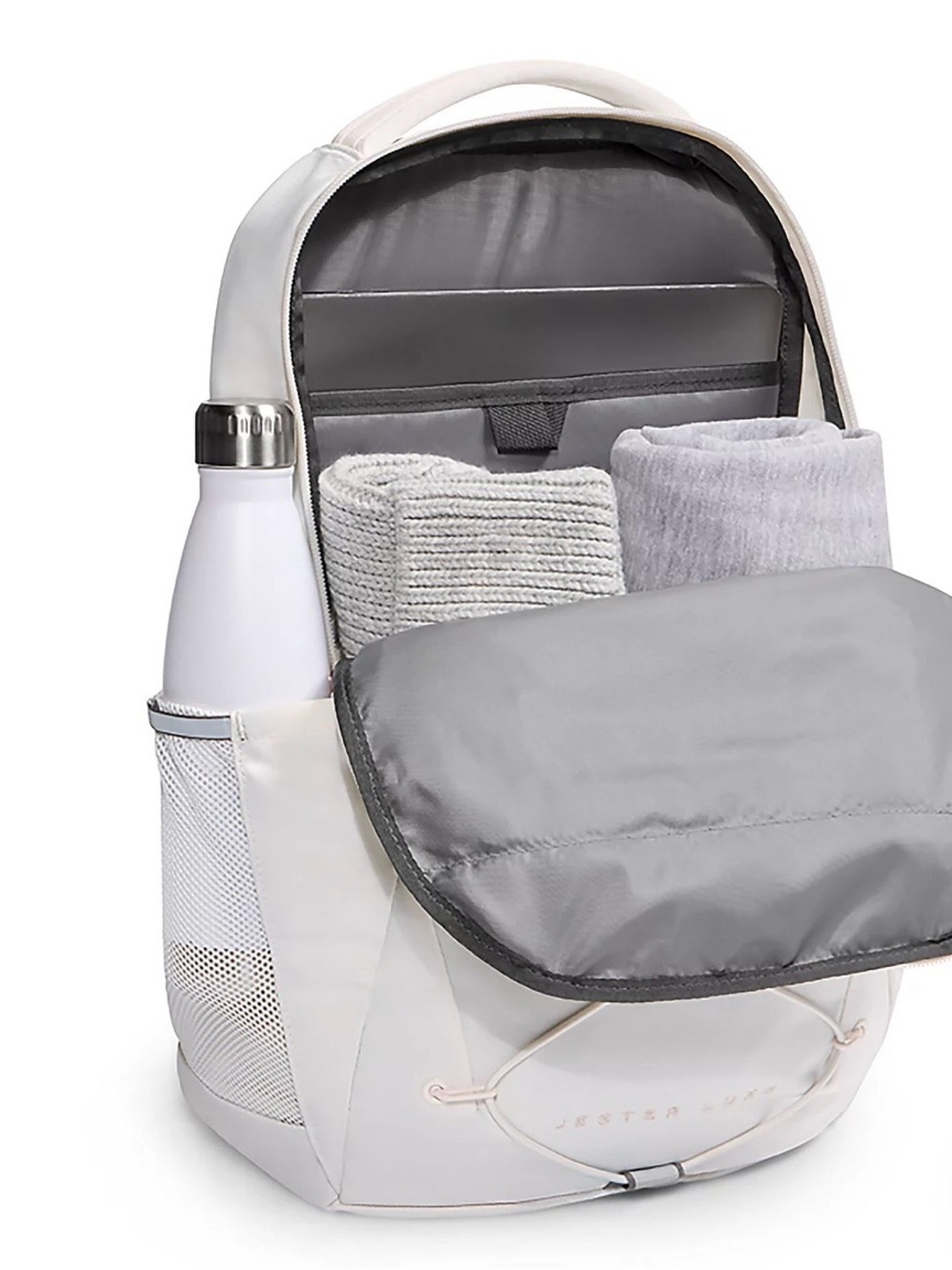 The North Face Jester Luxe Backpack Gardenia White Rose Gold Metallic Accents - Picture 3 of 6